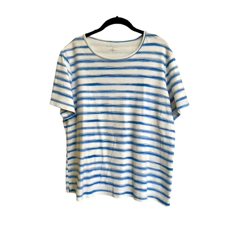 Kim Rogers, Blue & White Striped Women’s Shirt. Size 1X